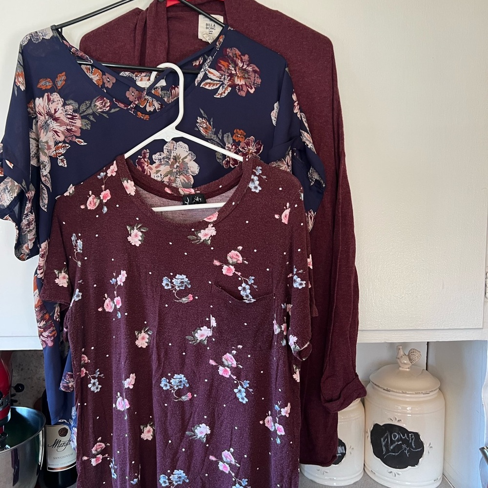 1 sweater and 2 short sleeve shirts